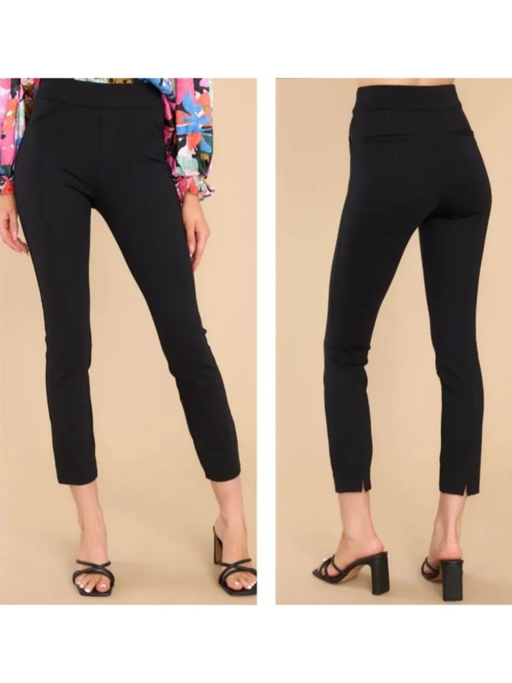 SPANX Back Seam Skinny Ponte Pants Classic Black Pull On Ankle Crop size XL